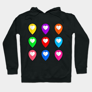 Colorful Location Hearts Hoodie